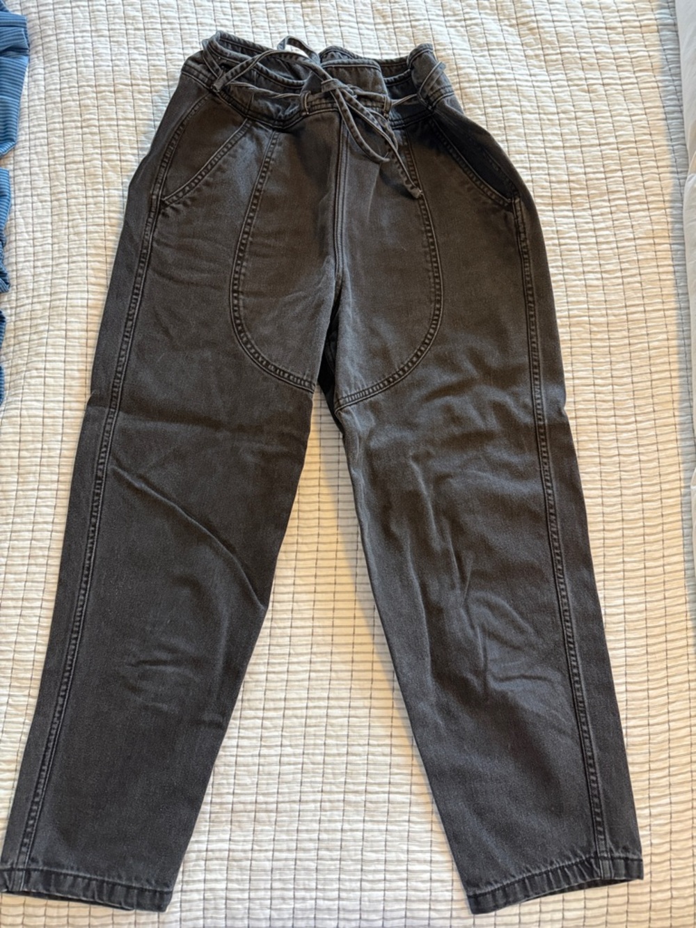 Ulla Johnson Charcoal Drawstring Paperbag Waist Jeans